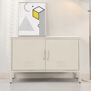 Metal Locker Low Sideboard Storage Cabinet - White - Homecoze