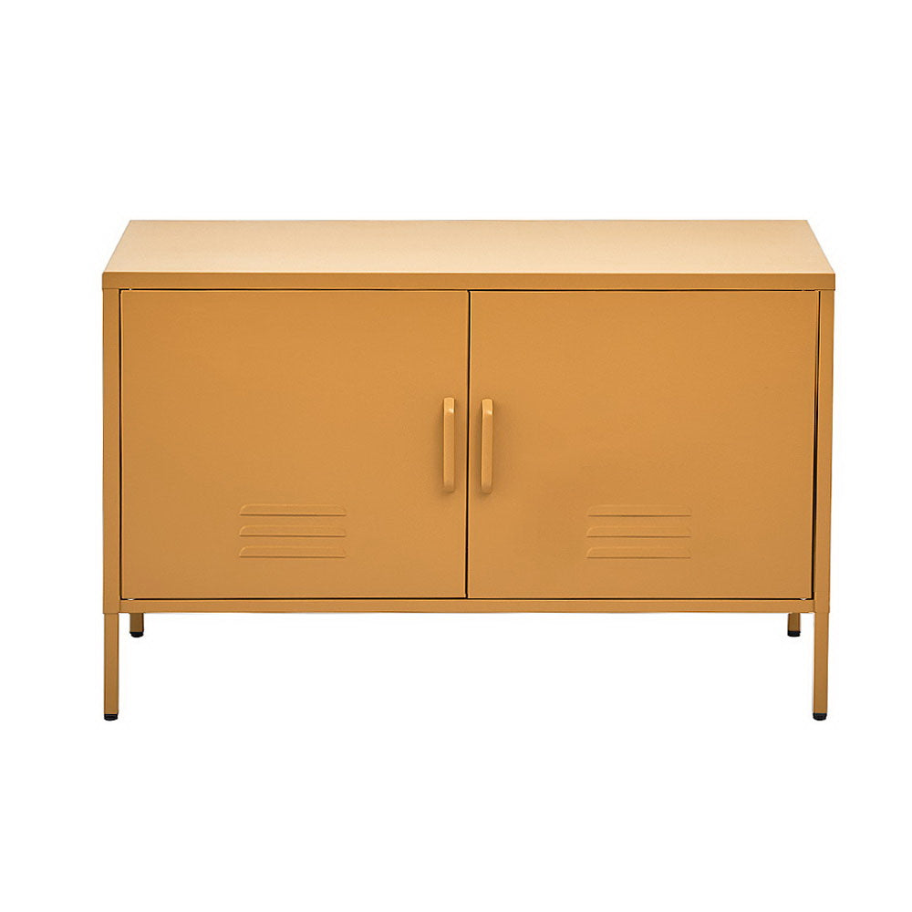 Metal Locker Low Sideboard Storage Cabinet - Yellow - Homecoze