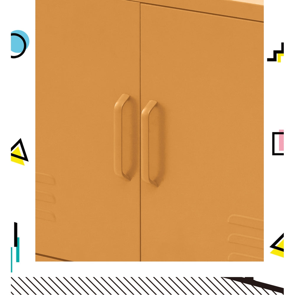 Metal Locker Low Sideboard Storage Cabinet - Yellow - Homecoze