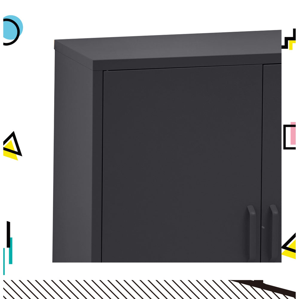 Metal Locker Sideboard Storage Cabinet - Charcoal - Homecoze
