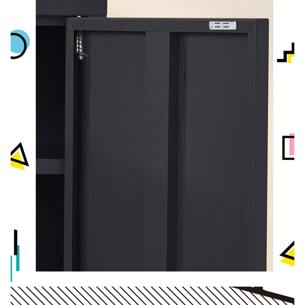 Metal Locker Sideboard Storage Cabinet - Charcoal - Homecoze