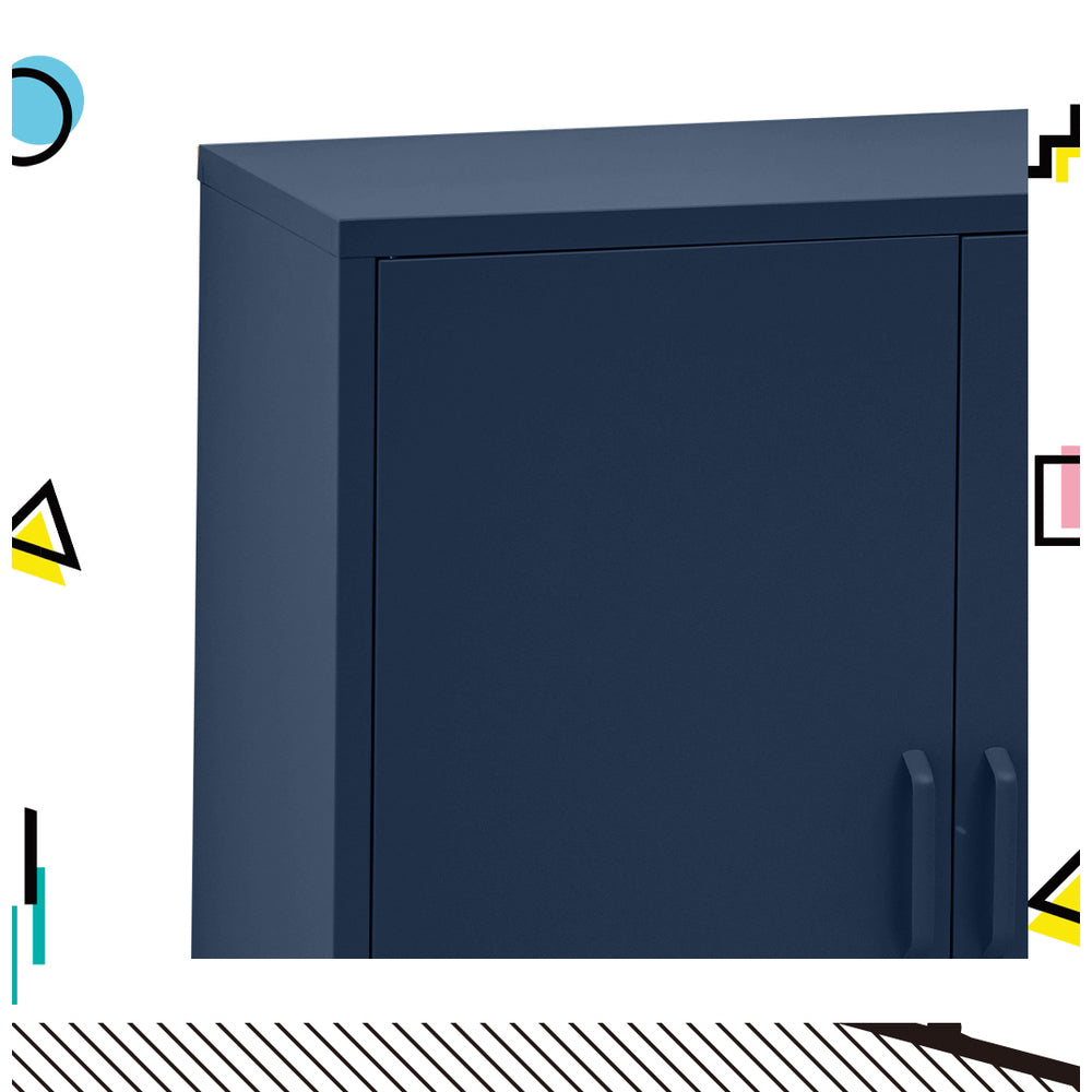 Metal Locker Sideboard Storage Cabinet - Blue - Homecoze