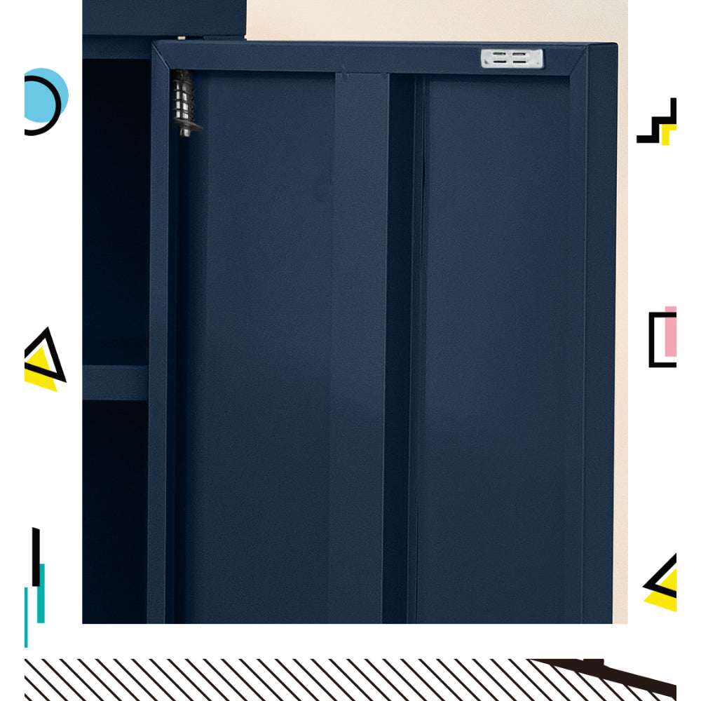 Metal Locker Sideboard Storage Cabinet - Blue - Homecoze