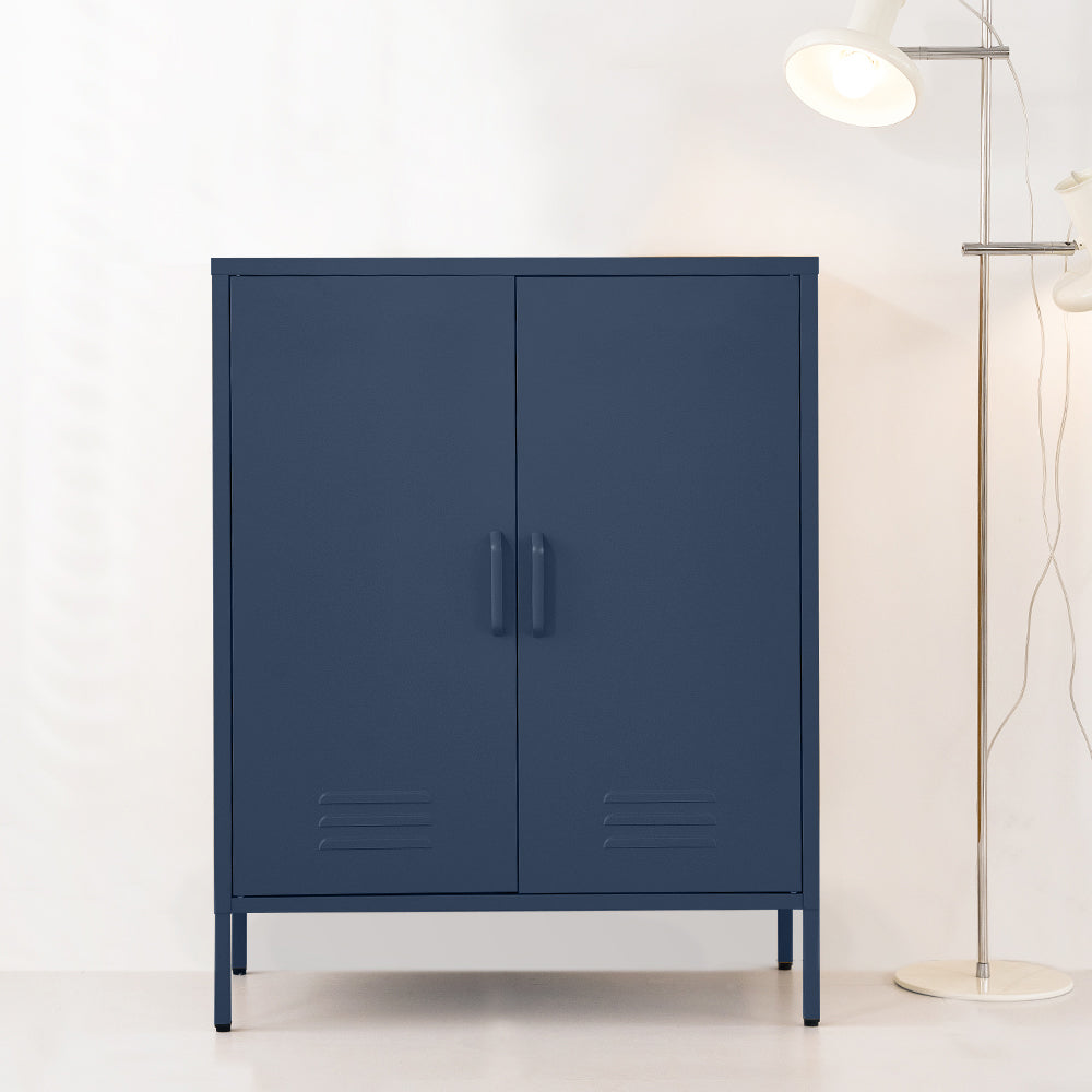 Metal Locker Sideboard Storage Cabinet - Blue - Homecoze