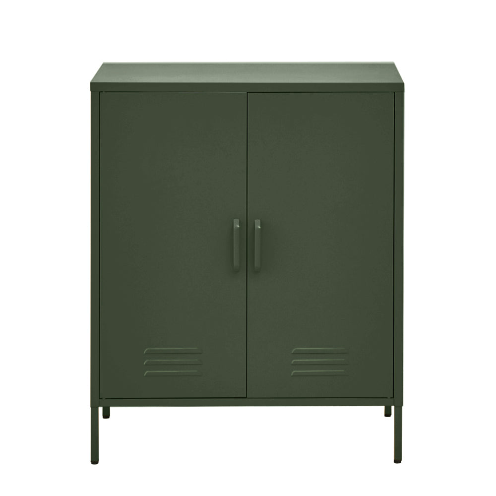 Metal Locker Sideboard Storage Cabinet - Green - Homecoze