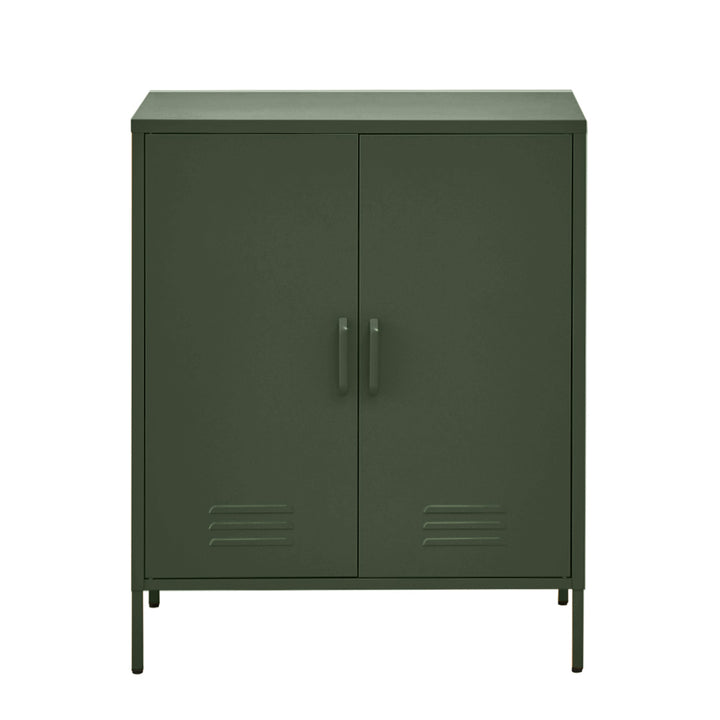 Metal Locker Sideboard Storage Cabinet - Green - Homecoze