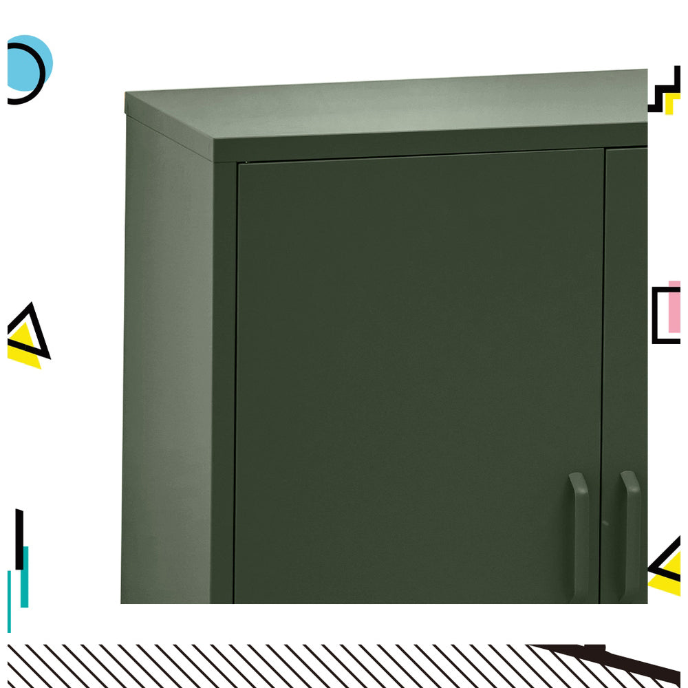 Metal Locker Sideboard Storage Cabinet - Green - Homecoze