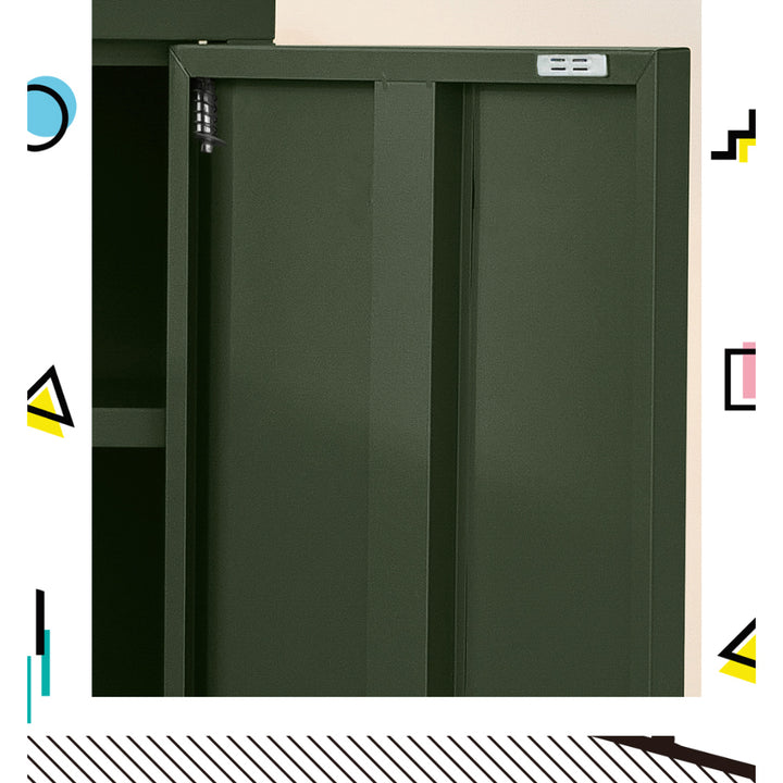 Metal Locker Sideboard Storage Cabinet - Green - Homecoze