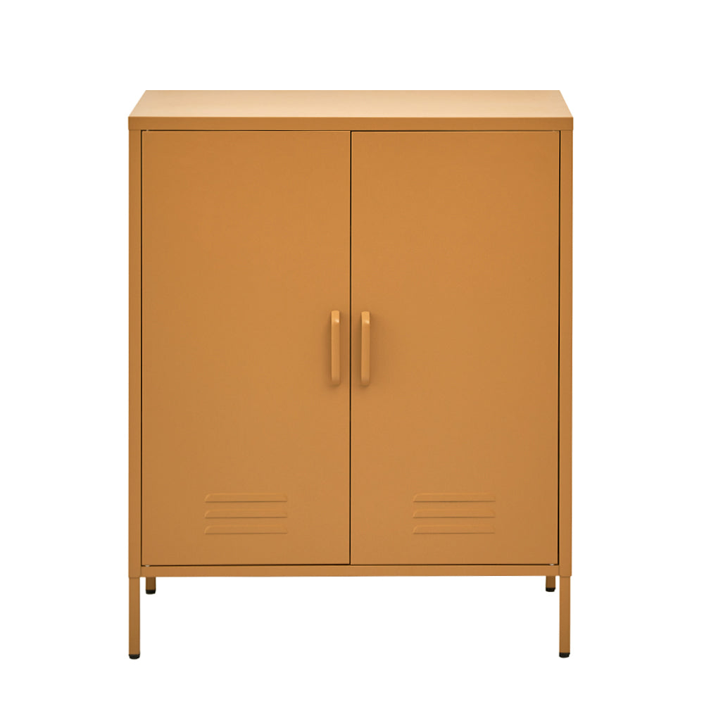 Metal Locker Sideboard Storage Cabinet - Yellow - Homecoze