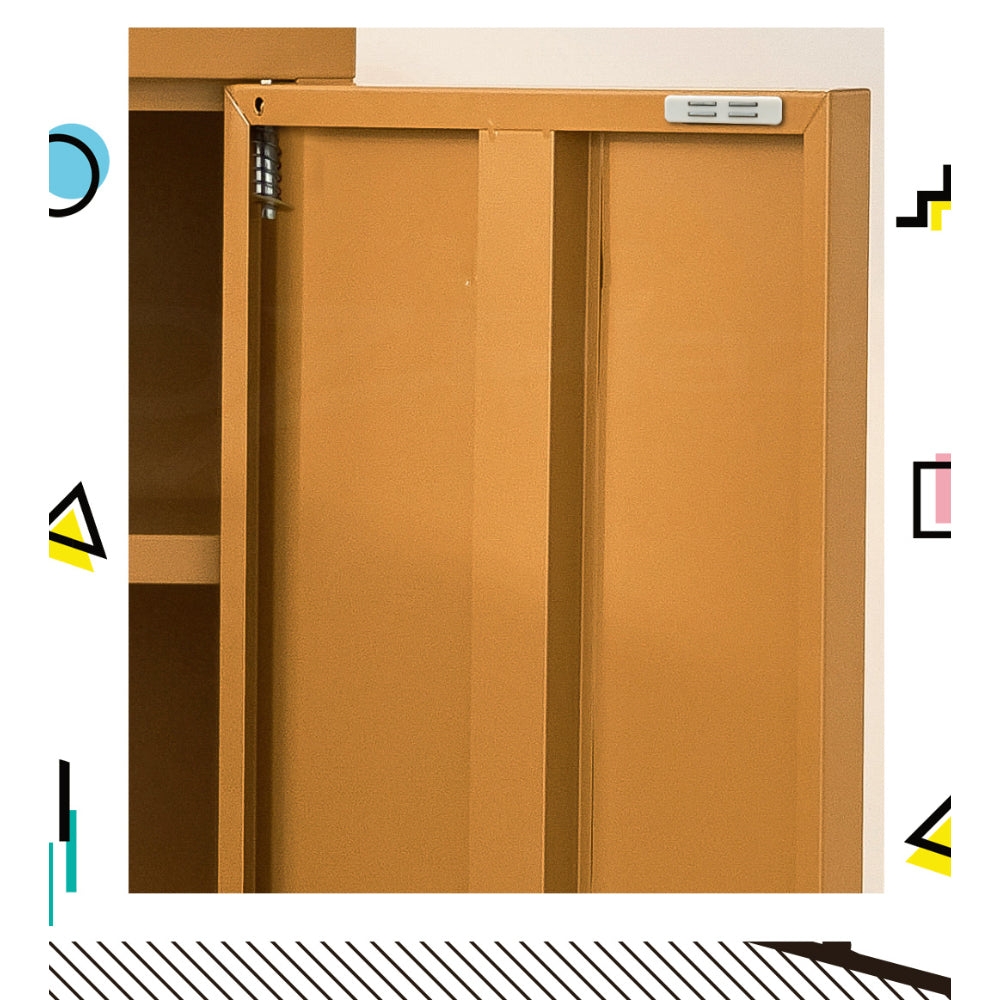 Metal Locker Sideboard Storage Cabinet - Yellow - Homecoze
