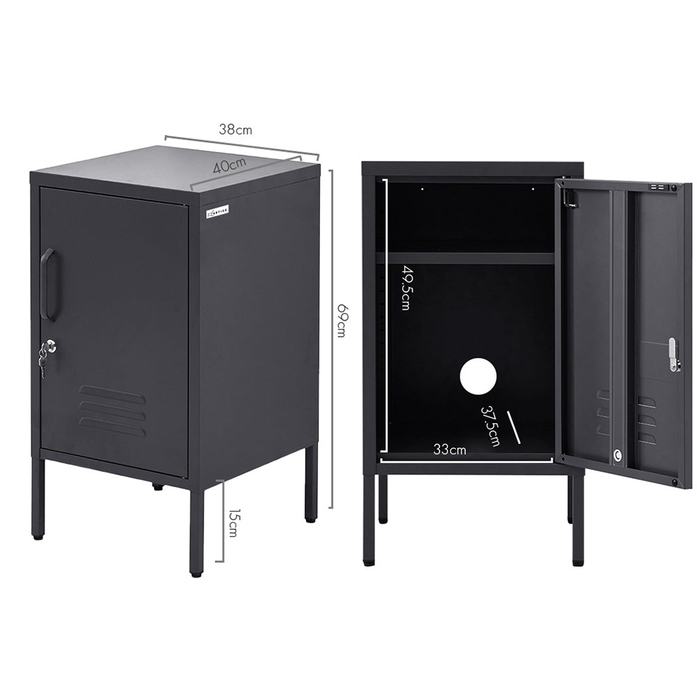 Metal Locker Side Table Cabinet - Charcoal