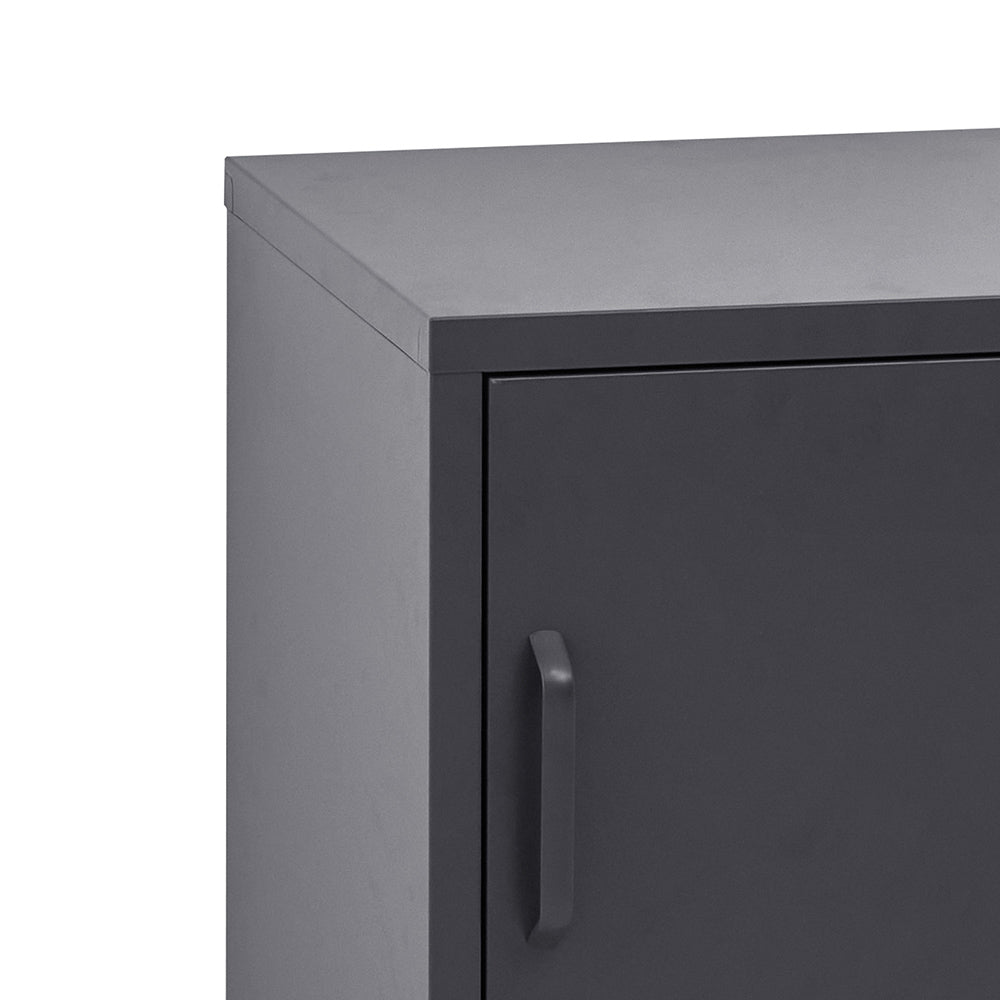 Metal Locker Side Table Cabinet - Charcoal