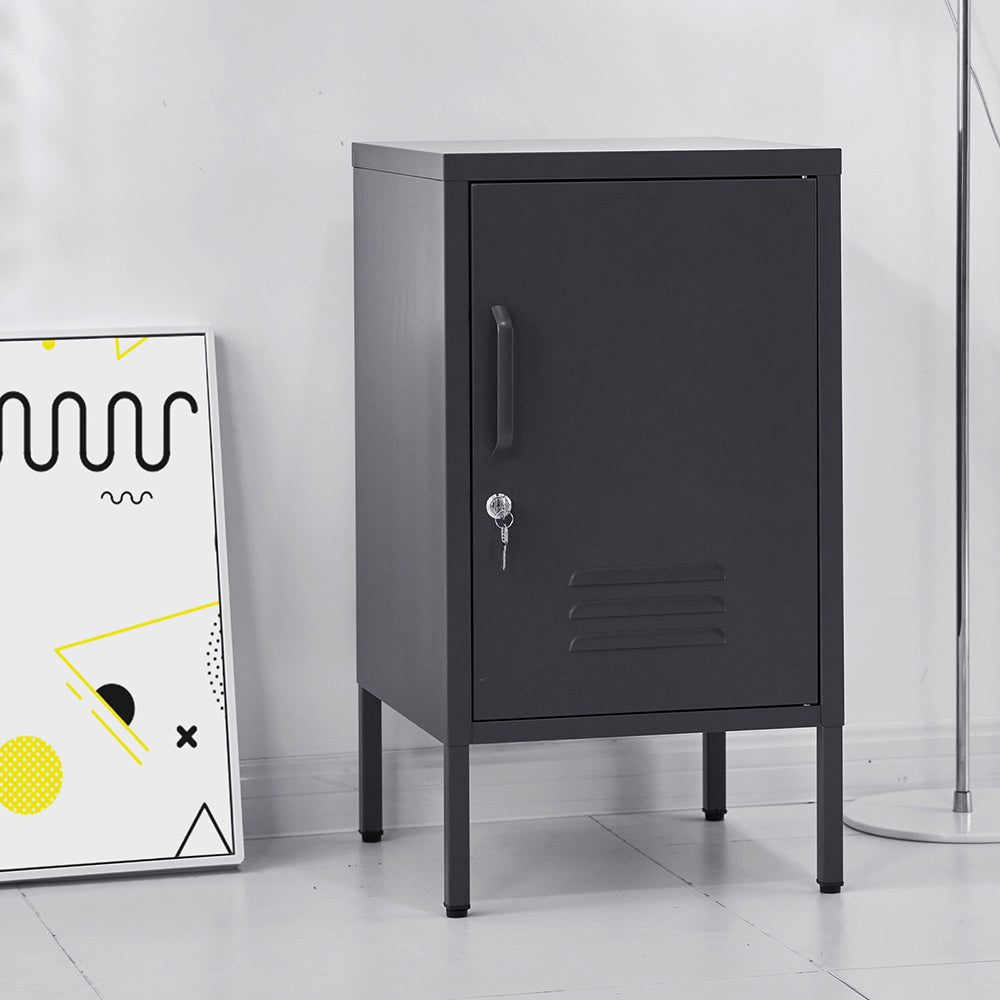 Metal Locker Side Table Cabinet - Charcoal - Homecoze
