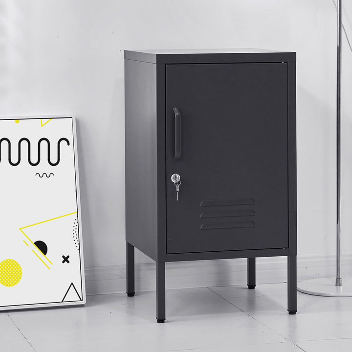 Metal Locker Side Table Cabinet - Charcoal