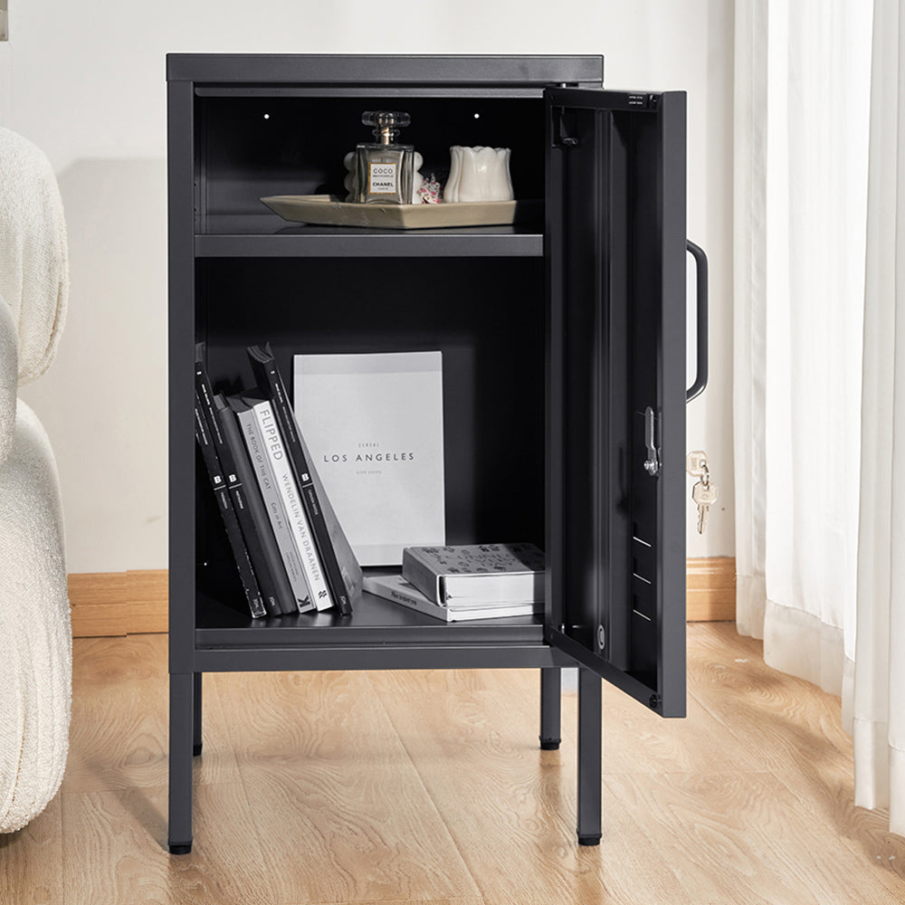 Metal Locker Side Table Cabinet - Charcoal - Homecoze