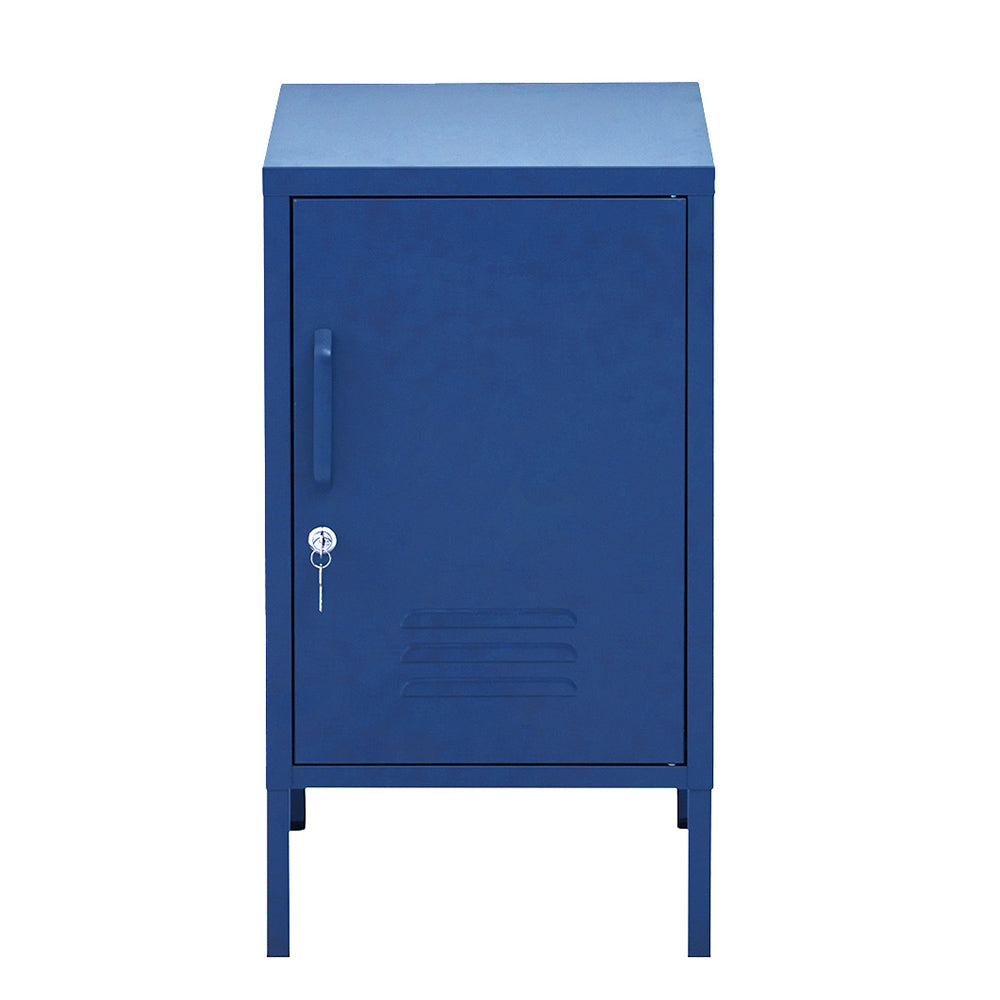Metal Locker Side Table Cabinet - Blue - Homecoze