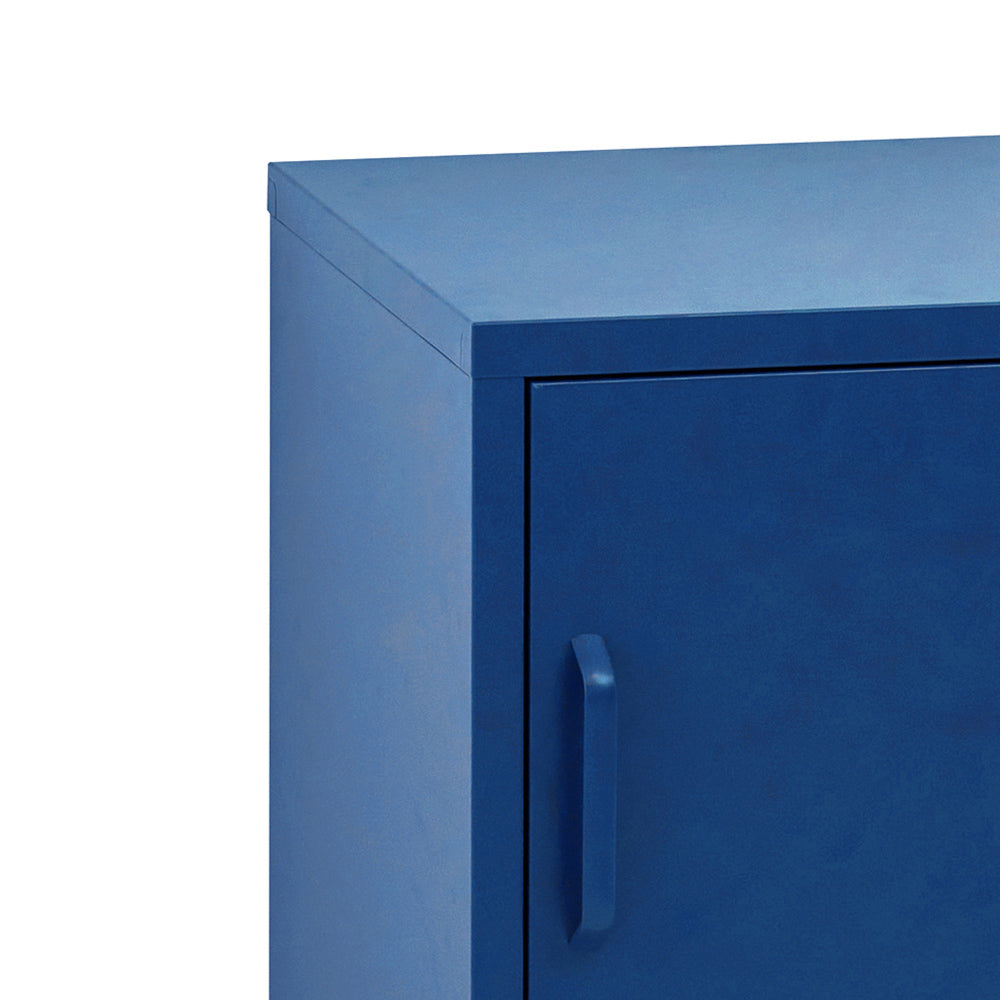 Metal Locker Side Table Cabinet - Blue - Homecoze
