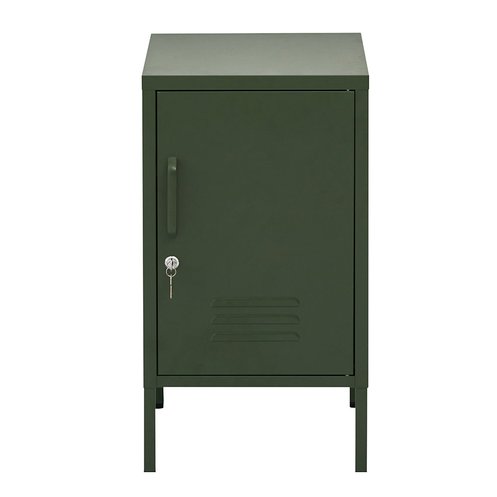 Metal Locker Side Table Cabinet - Green - Homecoze