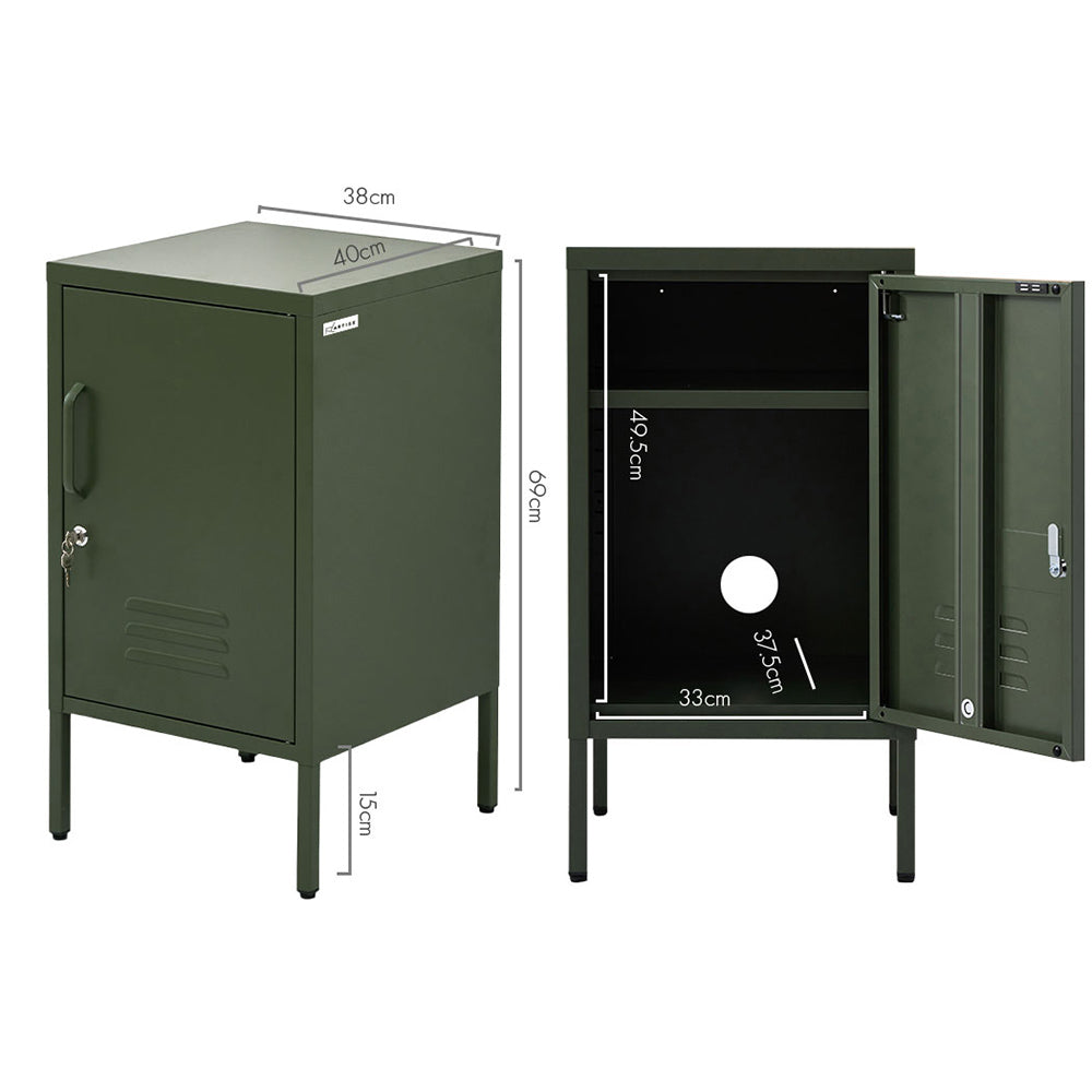 Metal Locker Side Table Cabinet - Green - Homecoze