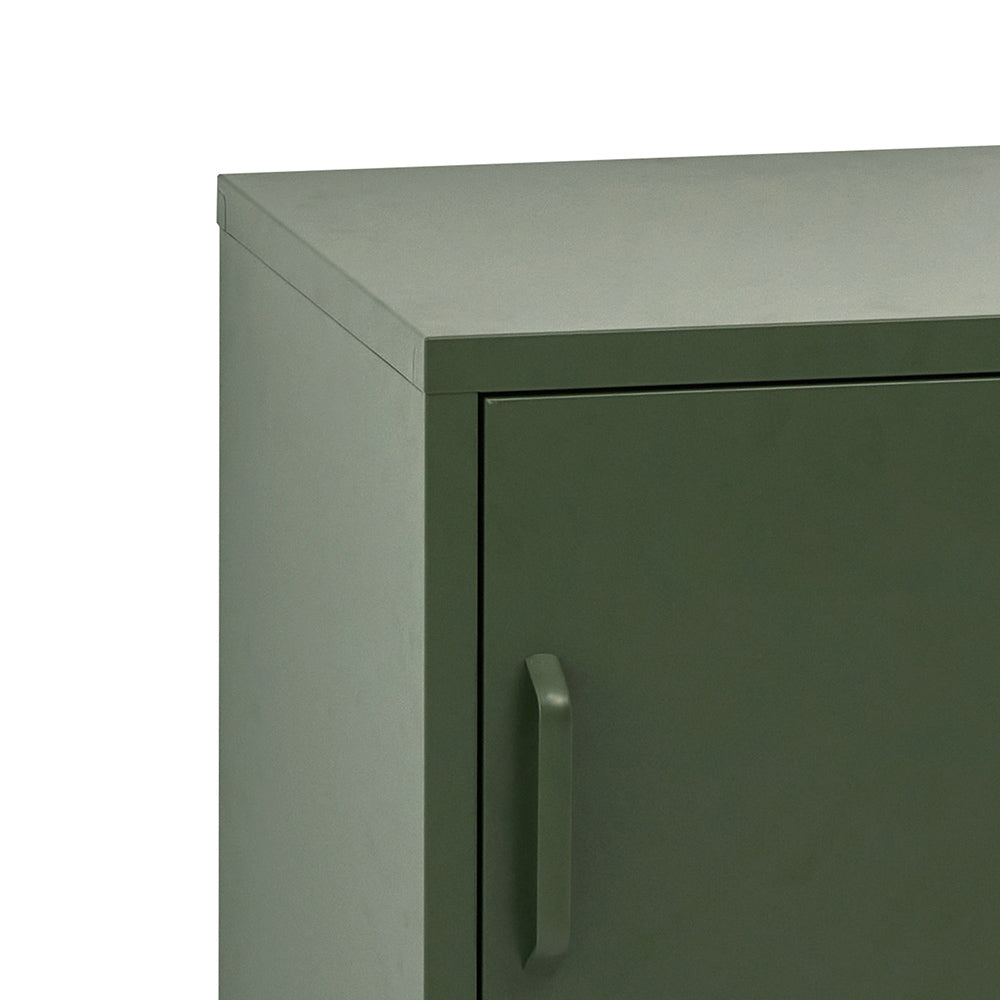 Metal Locker Side Table Cabinet - Green - Homecoze