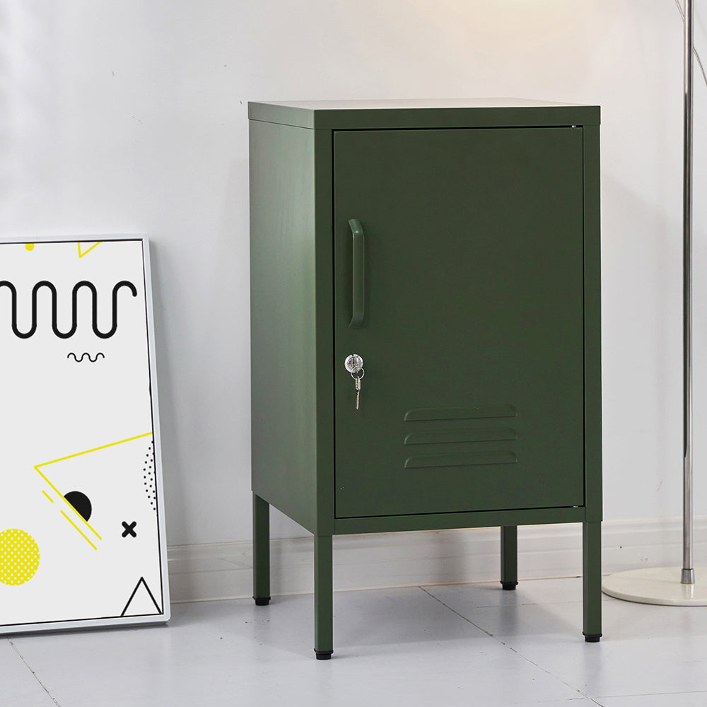 Metal Locker Side Table Cabinet - Green - Homecoze