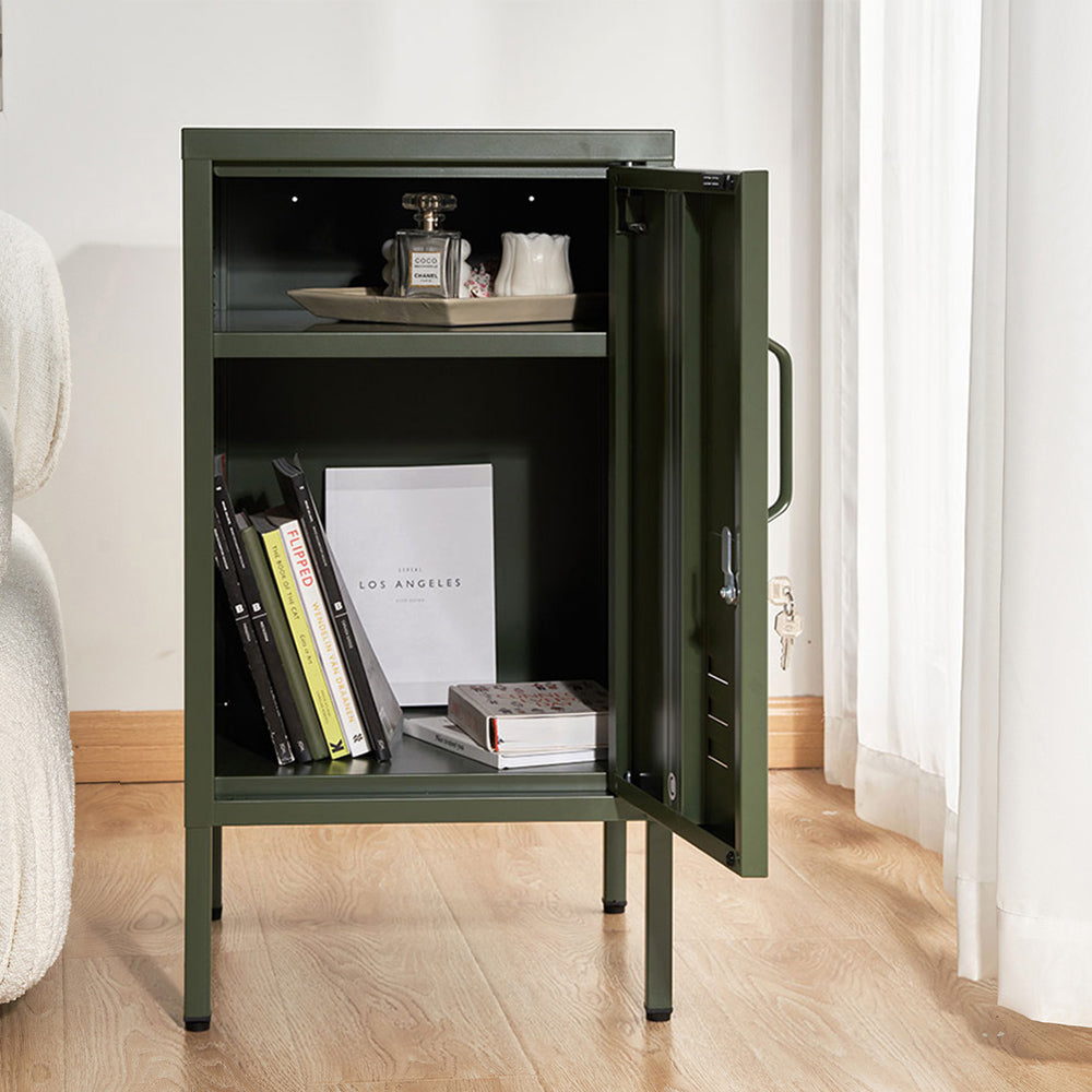 Metal Locker Side Table Cabinet - Green - Homecoze