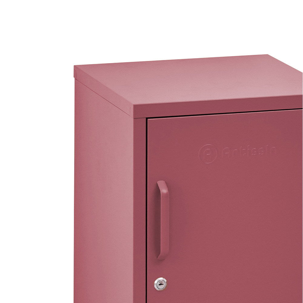 Metal Locker Side Table Cabinet - Pink - Homecoze