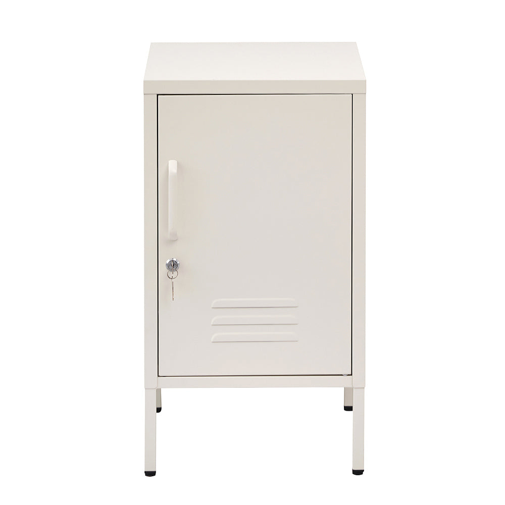 Metal Locker Side Table Cabinet - White