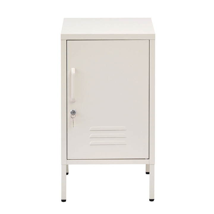 Metal Locker Side Table Cabinet - White