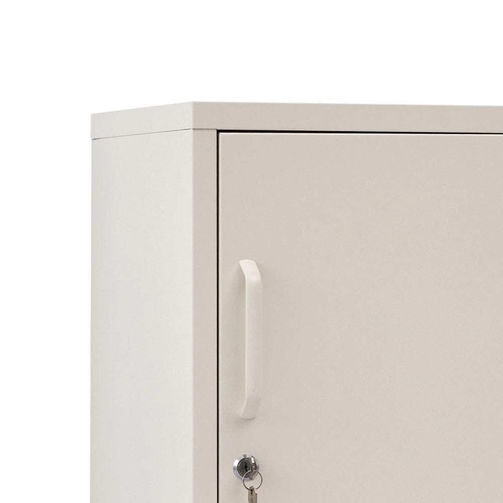 Metal Locker Side Table Cabinet - White