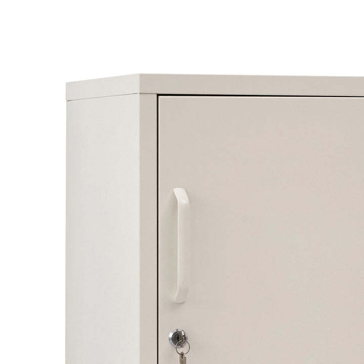 Metal Locker Side Table Cabinet - White