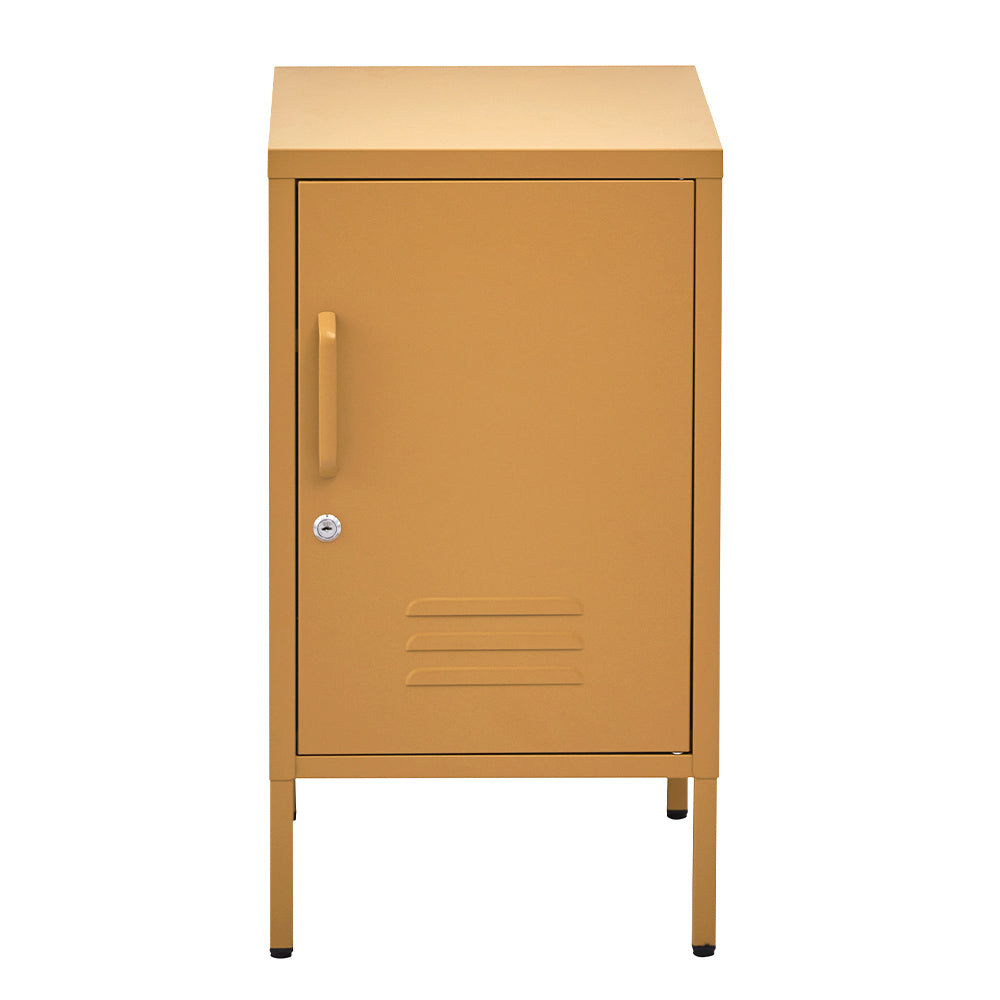 Metal Locker Side Table Cabinet - Yellow - Homecoze