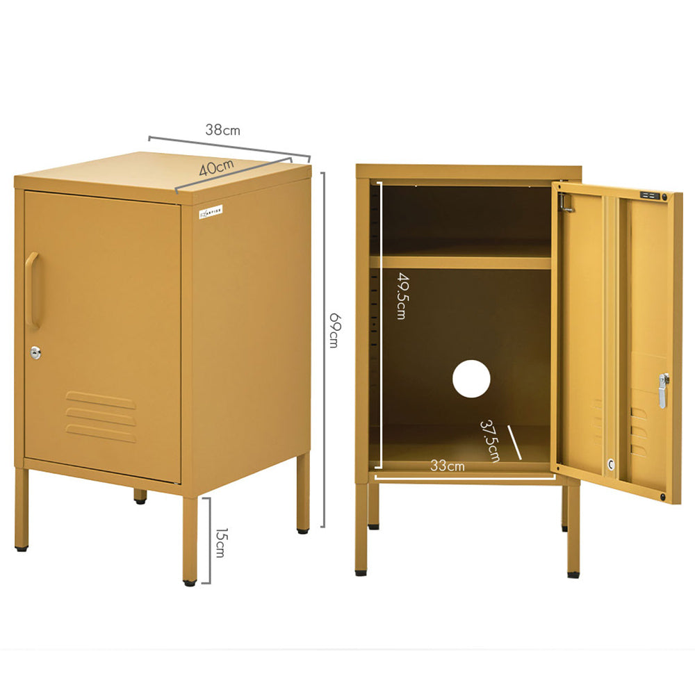 Metal Locker Side Table Cabinet - Yellow - Homecoze