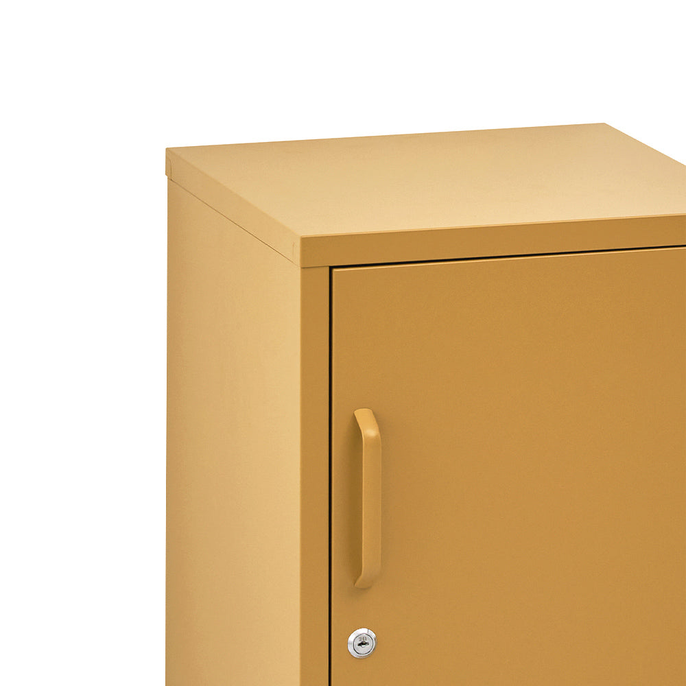 Metal Locker Side Table Cabinet - Yellow - Homecoze