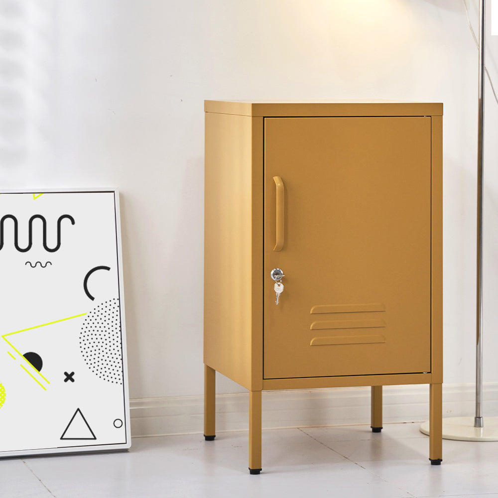 Metal Locker Side Table Cabinet - Yellow