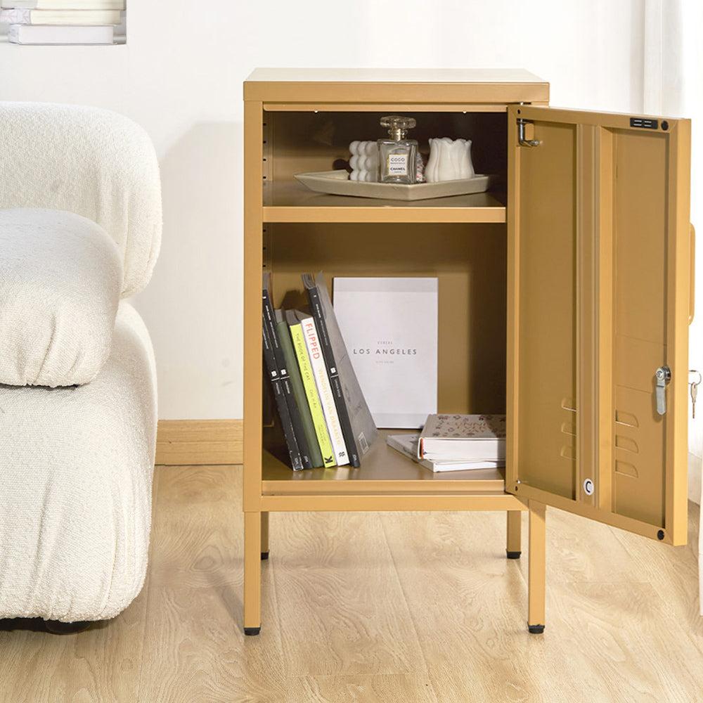 Metal Locker Side Table Cabinet - Yellow - Homecoze