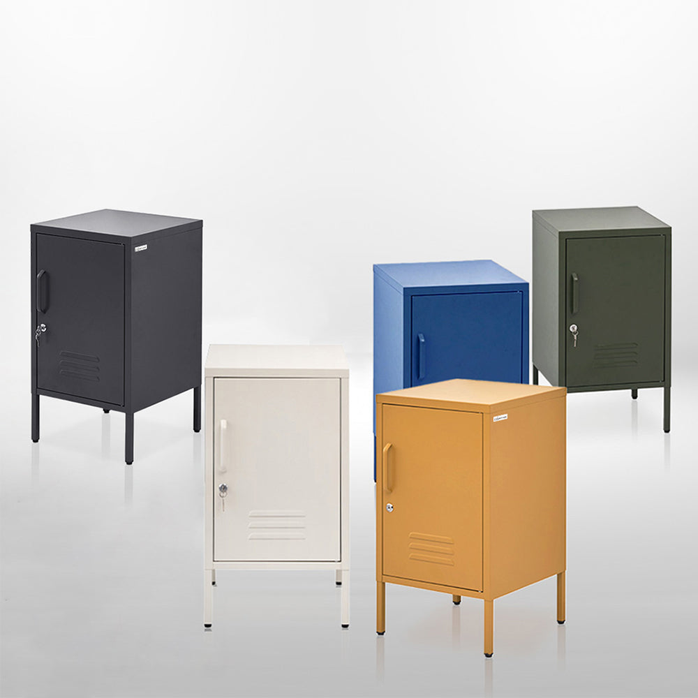Metal Locker Side Table Cabinet - Yellow - Homecoze