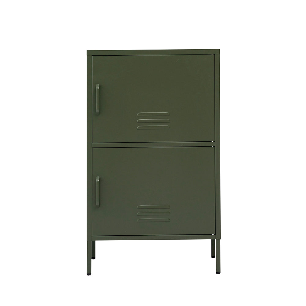 Metal Locker 2-Door Side Table Cabinet - Green - Homecoze