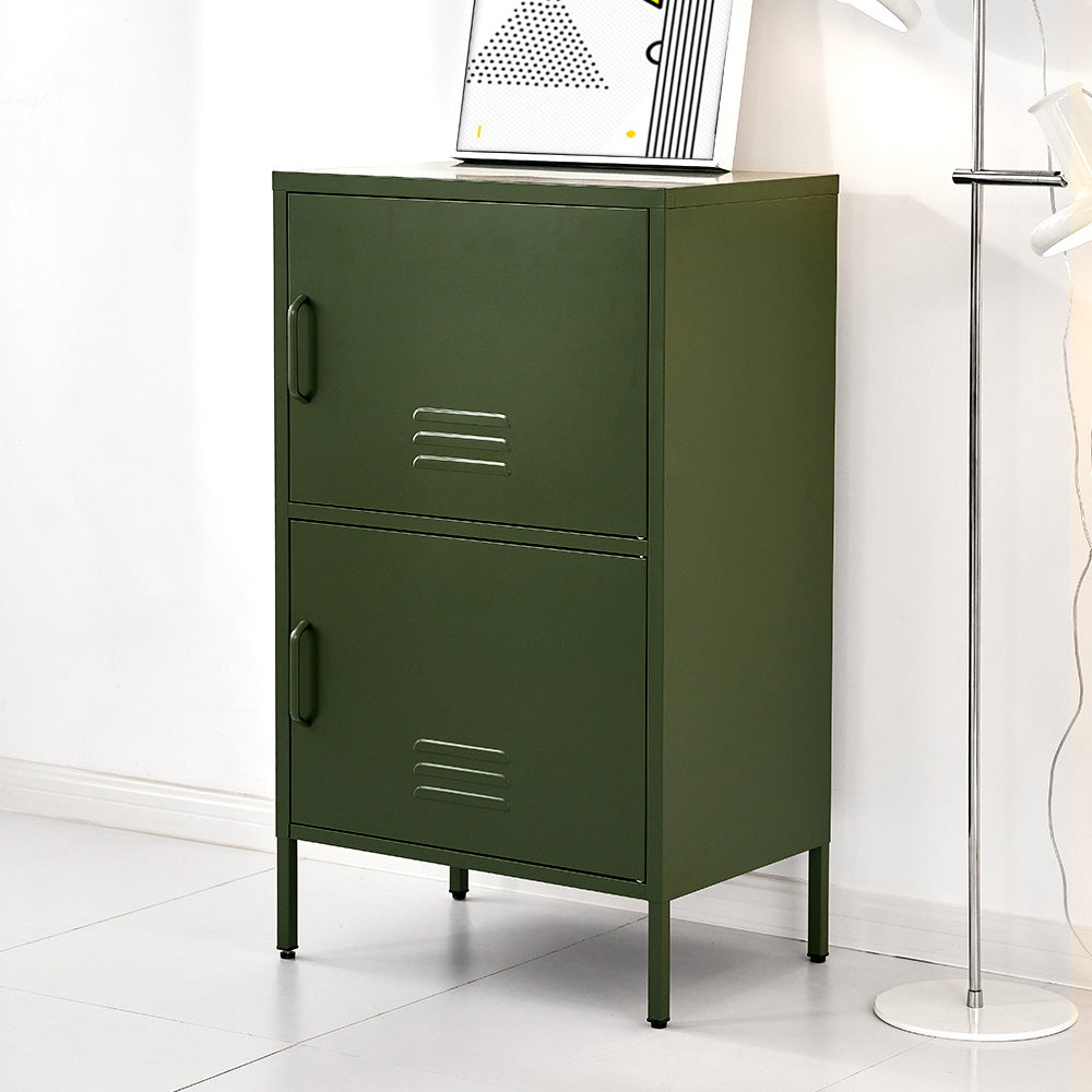 Metal Locker 2-Door Side Table Cabinet - Green - Homecoze