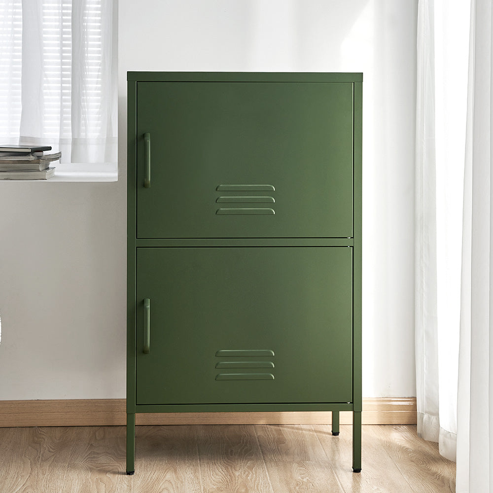 Metal Locker 2-Door Side Table Cabinet - Green - Homecoze