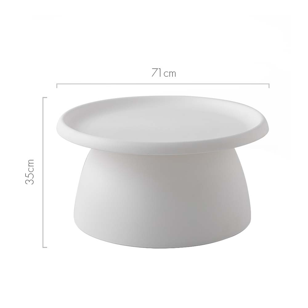 Coffee Table Mushroom 'Top-Hat' Nordic Style 71cm - White - Homecoze