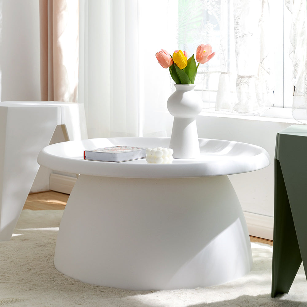 Coffee Table Mushroom 'Top-Hat' Nordic Style 71cm - White - Homecoze