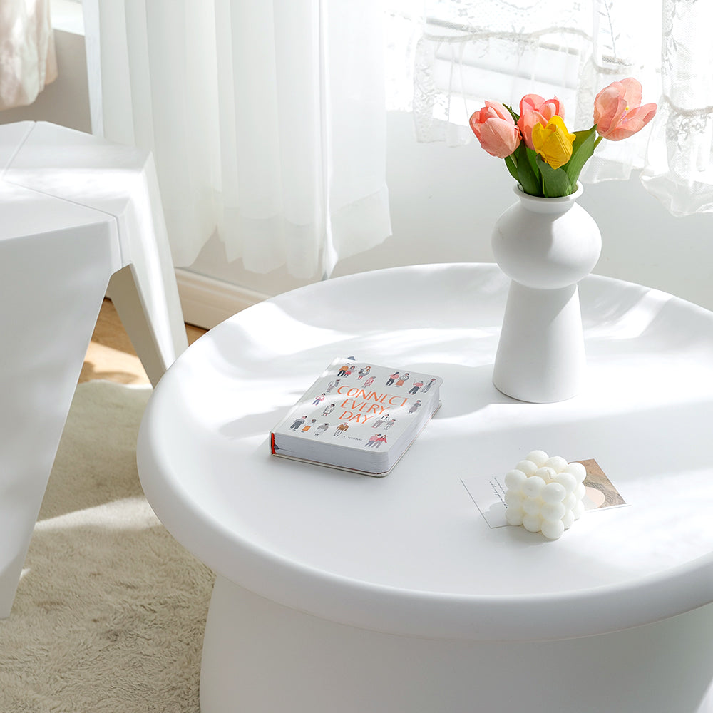 Coffee Table Mushroom 'Top-Hat' Nordic Style 71cm - White - Homecoze