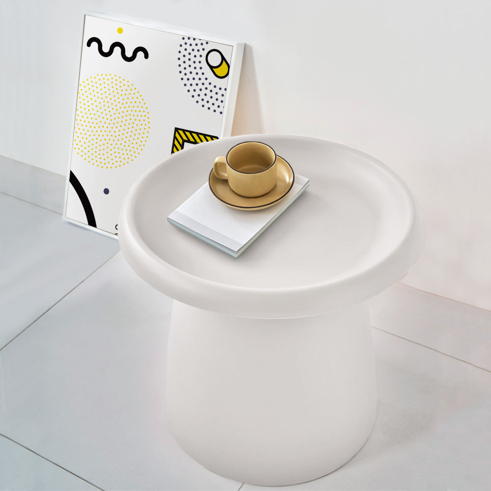 Side Table Mushroom 'Top-Hat' Nordic Style 52cm - White - Homecoze