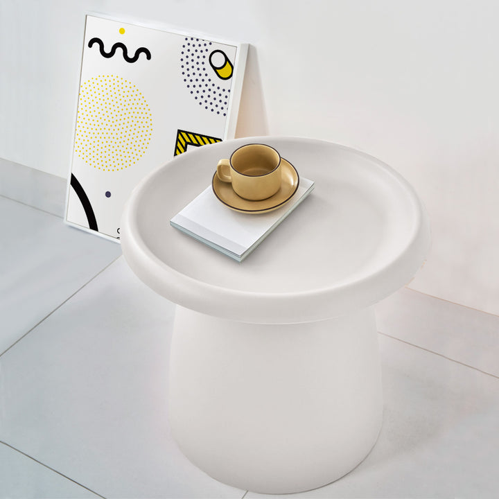 Side Table Mushroom 'Top-Hat' Nordic Style 52cm - White Homecoze