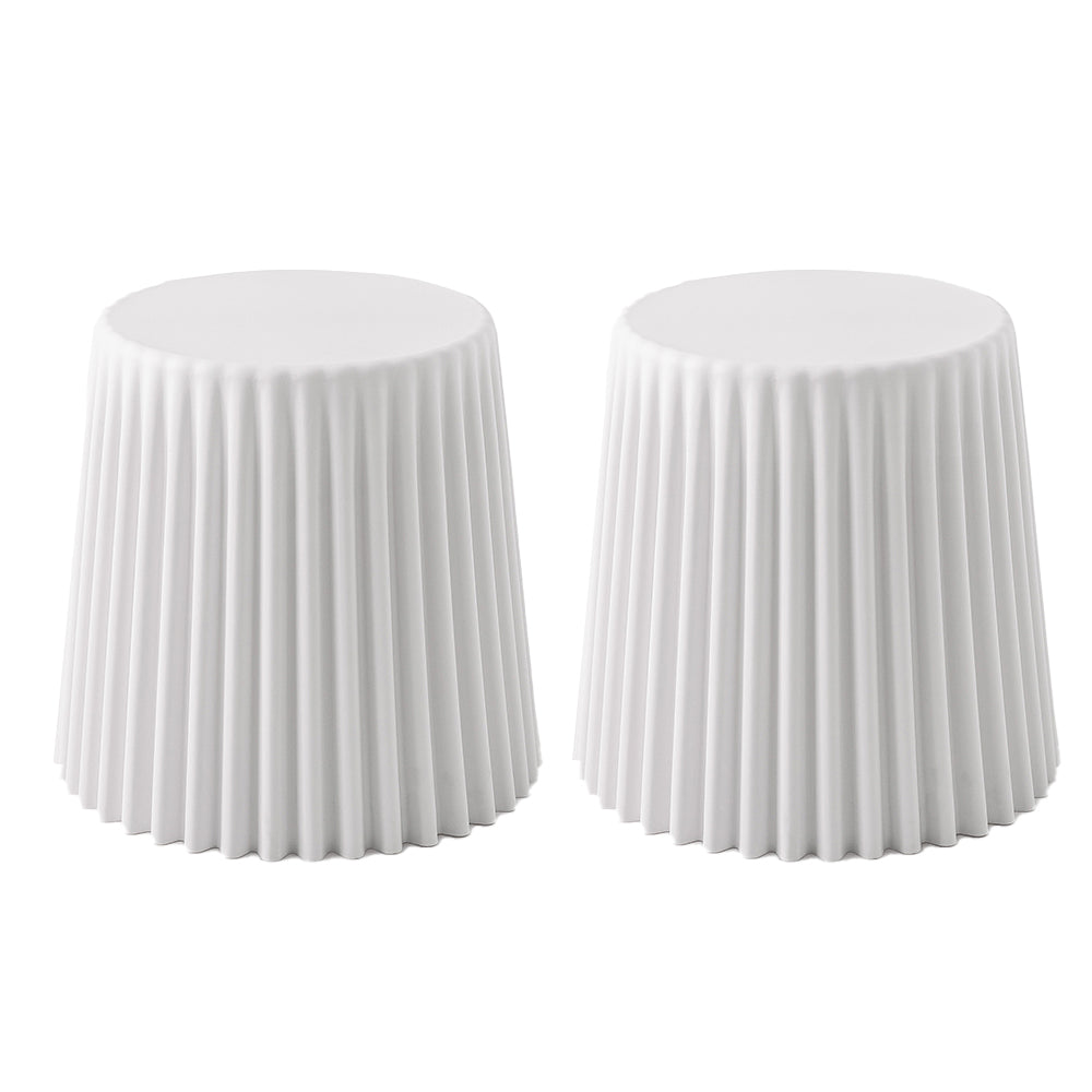 Set of 2 Stackable Foot Stool Cupcake Seats - White - Homecoze