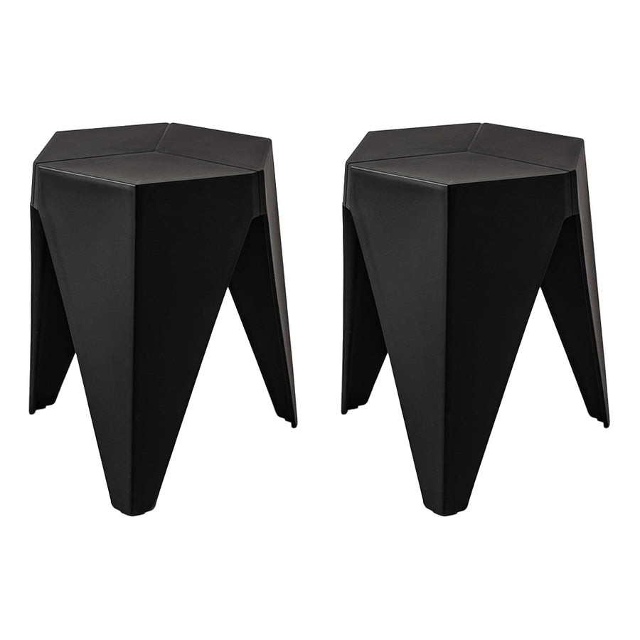 Set of 2 Nordic Stool Side Tables - Black Homecoze