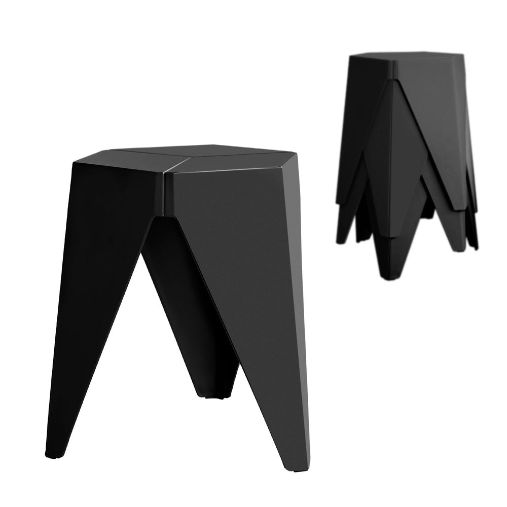 Set of 4 Nordic Stool Side Tables - Black