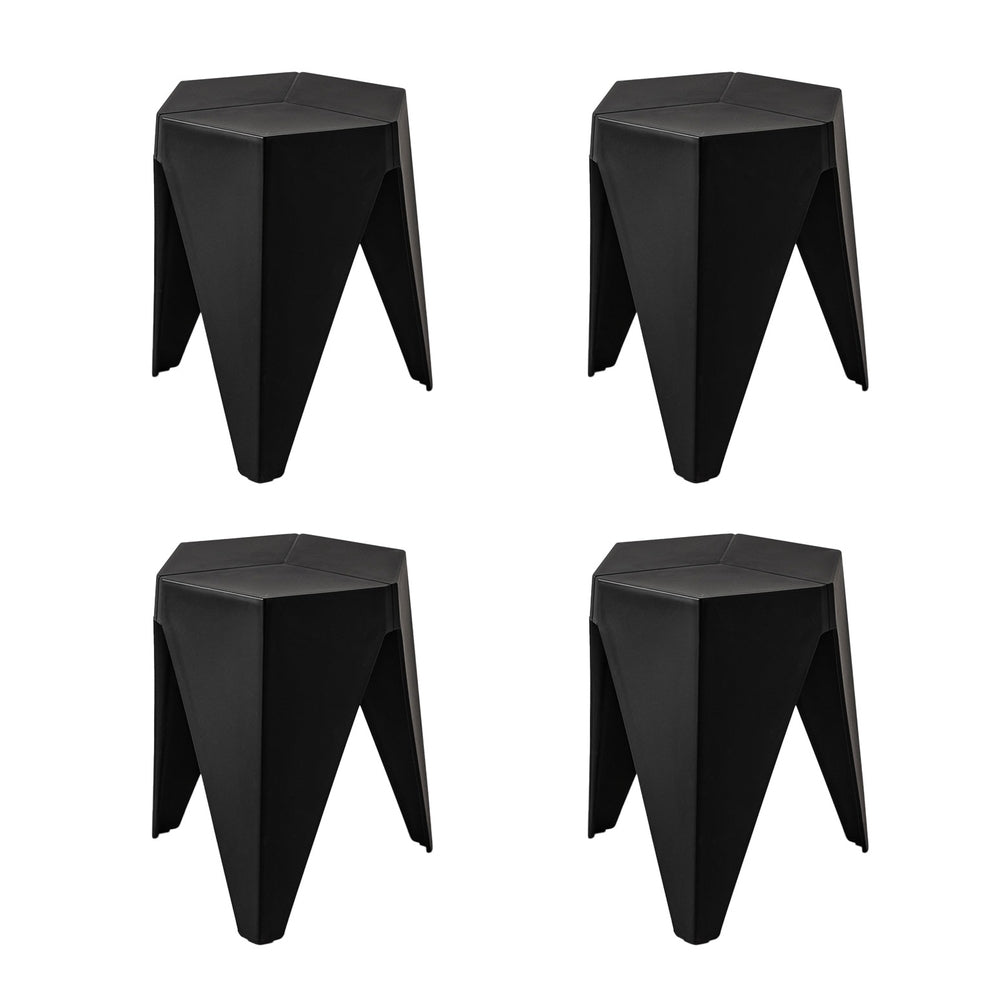 Set of 4 Nordic Stool Side Tables - Black