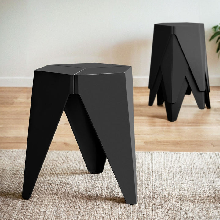 Set of 4 Nordic Stool Side Tables - Black